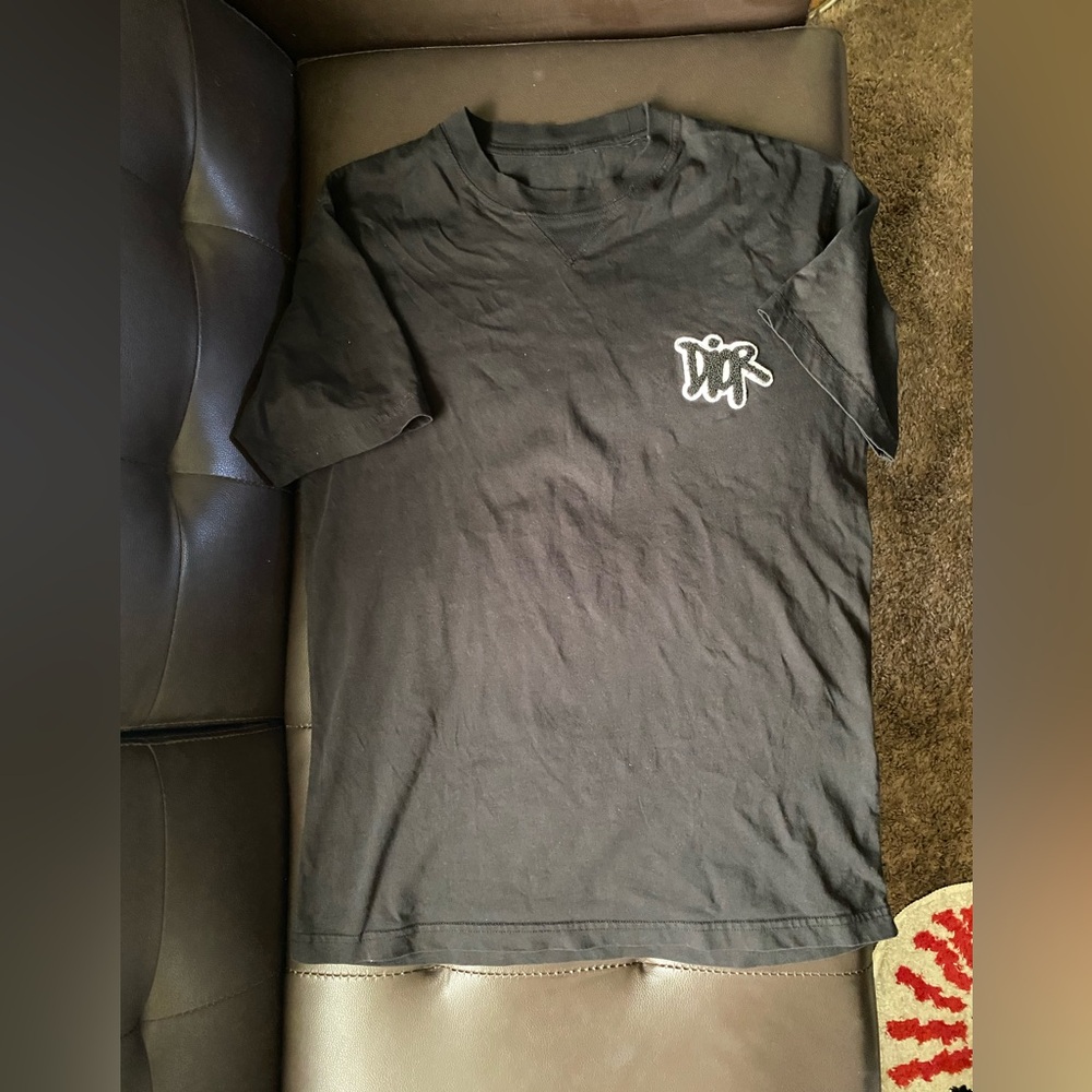 Dior Black Short-Sleeve Tee with White Chest Logo